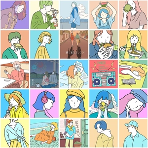 Set of 50 cute Japanese style waterproof stickers featuring urban life illustrations