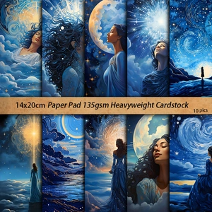 Vintage lunar goddess scrapbook paper set 10 sheets 14x20cm for aesthetic journals
