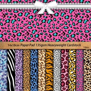 12-piece leopard animal print paper pad for DIY scrapbooking and crafts 14x18cm