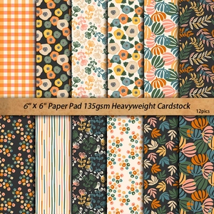6x6 inch vintage floral scrapbook paper pad with 12 unique patterns for DIY crafts