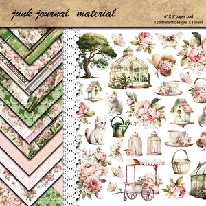 Vintage Peony Garden Patterned Material Paper Retro Floral Animal Style Heavyweight Cardstock For DIY Crafts Journaling Home Decor