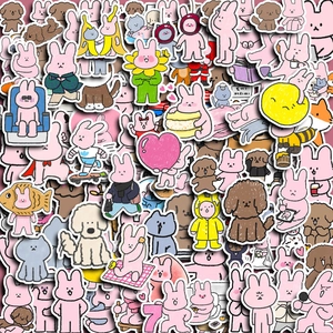 Kawaii Cartone Animato Coniglio E Orso Marrone Decalcomanie Decorative Per Journaling Custodia Del Telefono Adesivi Fai Da Te