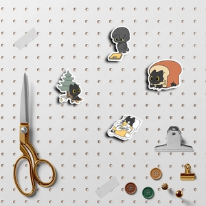 Cute black cat cartoon stickers for planners and laptops featuring four unique poses