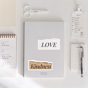 60pcs vintage English inspirational stickers featuring LOVE and Kindness for journaling