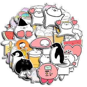 Cute cartoon animal stickers with bear and penguin designs for journals and phone cases
