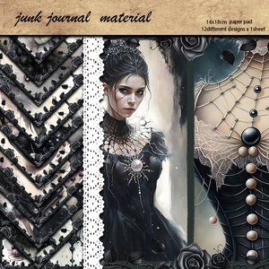 Gothic Black Forest scrapbooking paper set with dark princess and vintage rose designs