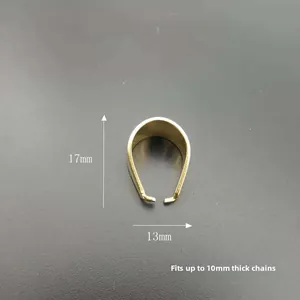 Bélière en acier doré pour chaînes de 10mm, dimensions de 17mm de haut et 13mm de large