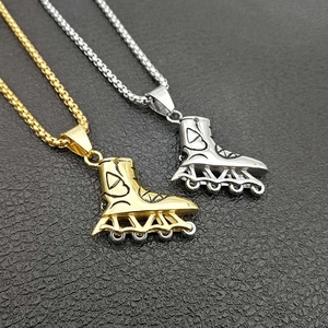 Hiphop Titanium Staal Rolschaatsen Hanger Zonder Ketting Goud Zilver Vacuüm Plating Retro Sieraden Hanger Voor Mannen Vrouwen