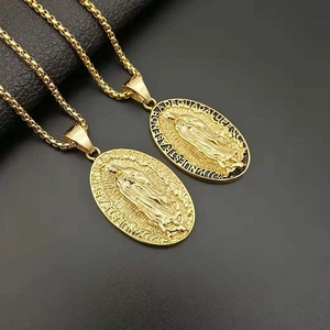 Colgante Virgen María de Acero Inoxidable Hip Hop Nuestra Señora De Guadalupe Ovalado Colgante Solo Sin Cadena Para Hombre Mujer