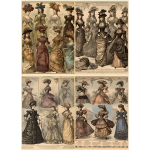 Macro detail of vintage European court lady scrapbooking paper with retro fashion art