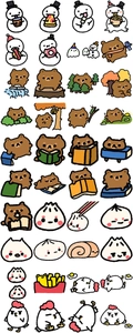 Cute cartoon stickers set featuring snowman and brown bear characters for scrapbooking