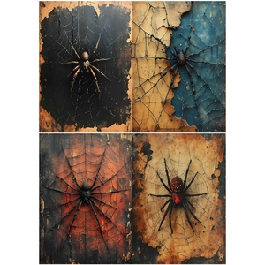 Detail of gothic spider world scrapbook paper with dark vintage cobweb and spider patterns