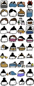Lot de 40 stickers mignons personnages minimalistes avec scènes de vie quotidienne