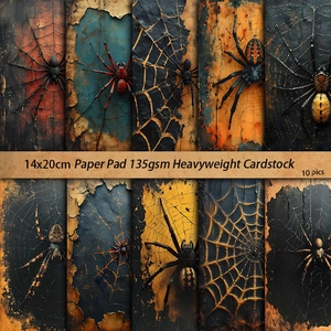 Spider web theme 14x20cm scrapbook paper pad with vintage 135gsm industrial designs