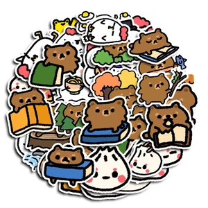 Cute cartoon bear and snowman stickers for kids journaling and phone case decoration