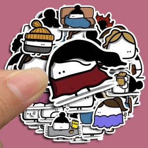 Lot de 40 autocollants mignons de personnages avec bordures blanches pour scrapbooking