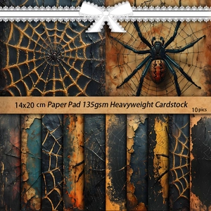 Dark spider web scrapbooking paper set with vintage gothic patterns for Halloween crafts