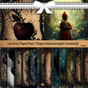 12pcs vintage gothic Snow White scrapbooking paper set 14x18cm heavyweight cardstock