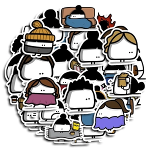 Lot de 40 autocollants de personnages mignons dessinés à la main pour scrapbooking et déco