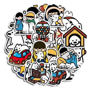 Set of 35 cute white dog cartoon stickers for phone cases and scrapbooking DIY