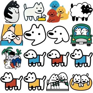Simpatici adesivi con cani in stile cartone animato coreano per notebook e cover.