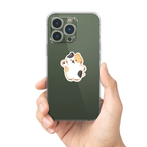 Clear TPU phone case with cute tricolor cartoon cat pattern for dark green iPhone