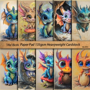 10-sheet 14x18cm vintage monster dragon paper pad for scrapbooking and DIY crafts