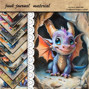 Retro Dragon Fantasy Scrapbooking Paper For Junk Journal Decorative Watercolor Animal Cardstock Material For DIY Arts Decoration