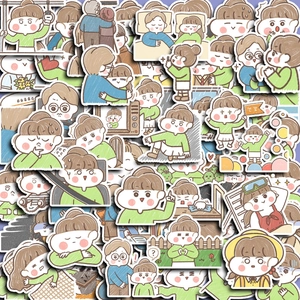 Cute Hand Drawn Girl Illustration Stickers Set Waterproof Decorative Decals For Phone Case Laptop Scrapbook DIY Stationery