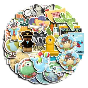60pcs colorful cartoon animal stickers featuring cute bears and dinosaurs for scrapbooking