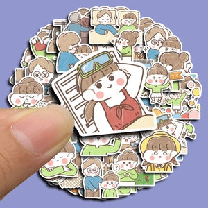 Set of 70 cute cartoon girl stickers for scrapbooking and phone cases in matte finish