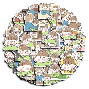 70pcs cute hand-drawn cartoon girl stickers for scrapbooking and phone case decoration