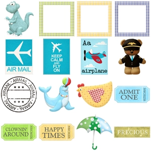 Close-up of cute animal stickers featuring bears and dinosaurs for laptop decoration