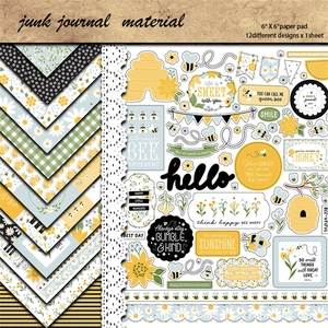 12-pack 6x6 inch honeybee vintage background paper with floral garden scrapbooking designs