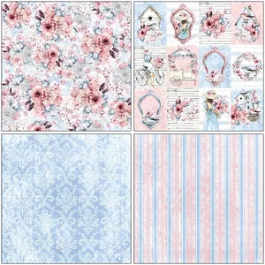 Detail showing vintage French floral patterns and Victorian scrapbooking paper designs