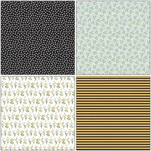 12 sheets of vintage honey bee scrapbooking paper with floral and striped patterns