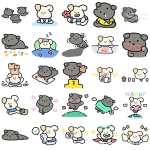 80-piece set of cute cartoon puppy stickers featuring playful and energetic dog patterns