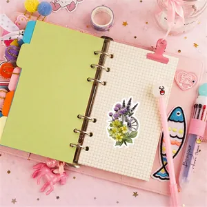 50pcs vintage floral scrapbook stickers with purple lavender for DIY journal decoration