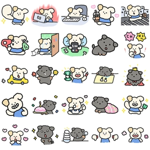 Detail set of 25 cute cartoon dog stickers for DIY planners and phone decoration