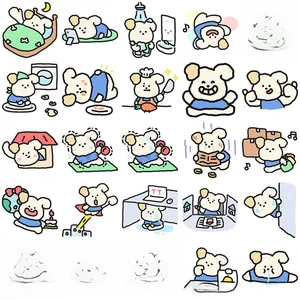 Close-up of 25 cute cartoon puppy stickers for scrapbooking and DIY phone case decoration