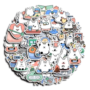 80 piece set of cute cartoon white puppy stickers for DIY journals and phones