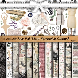 12-sheet vintage Bauhaus scrapbooking paper pack with retro ballet and floral patterns