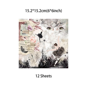 Detail of 6x6 inch vintage scrapbook paper with ballet and musical score patterns