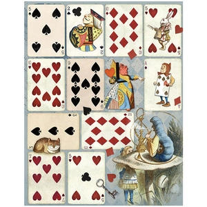 Vintage Alice in Wonderland scrapbook paper collection with retro card character collages