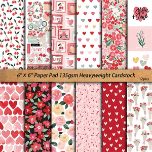 6x6 Zoll 135gsm Valentinstag-Sammelalbum-Papierset mit 12 romantischen Vintage-Mustern