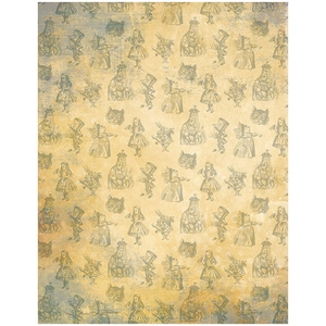 Detail of vintage Alice in Wonderland collage paper with classic character illustrations
