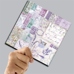Close-up of vintage Provence style lavender patterned decorative scrapbooking papers