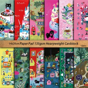 12 sheets of vintage animal illustration scrapbook paper for DIY crafts and collage