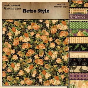 12 fogli di carta vintage per scrapbooking con fiori e motivi a tema Halloween
