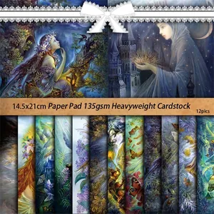 12 sheets of vintage fantasy angel decorative craft paper for scrapbooking and DIY art
